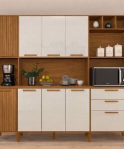 Kit Cozinha Porto 2,19 m Freijó/Off White – INDÉKES