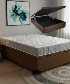 Colchão Casal Orthosono 18 cm D33 + Base Baú Corino Marrom – ANJOS + BIOSTAR