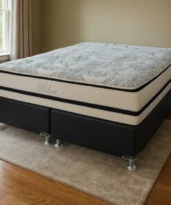 Colchão Queen Blue 32 cm H33 Molas Ensacadas + Base Simples Corino Preto – PAROPAS + BIOSTAR