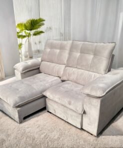 Sofá Retrátil e Reclinável Suíça 2,10 m Veludo Avelã - LEO DECOR (PROMOÇÃO - LEVE AVARIA)