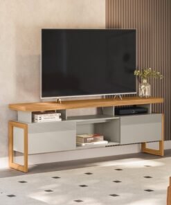 Rack ate 70" Esmeralda Nature/Off White - LINEA BRASIL