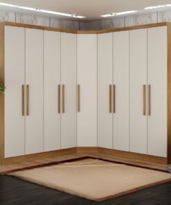 Guarda-Roupa Modulado Rizon 001(Dois Módulos 4 Portas + Um Módulo Canto Oblíquo) Cumarú/Fendi - NOVO HORIZONTE