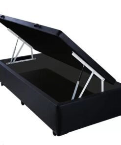 Base Box Solteiro Baú Corino Preto - BIOSTAR