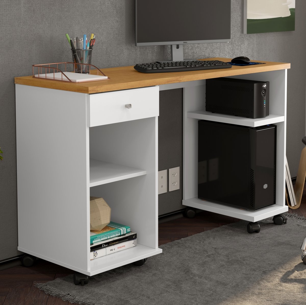 Mesa para Computador Million Branco/Cinamomo - PATRIMAR