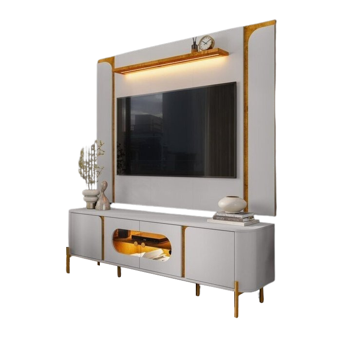 Painel até 75" Maresias + Rack Juquehy Off White/Naturale - BECHARA - Imagem 6