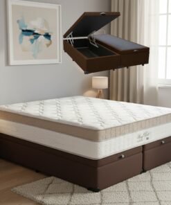 Colchão Queen King Best 28 cm D28 Molas Ensacadas + Base Baú Corino Marrom – ANJOS + ALTO NÍVEL