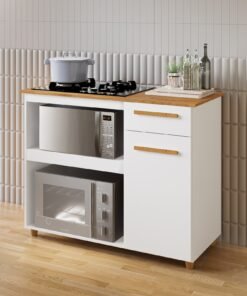 Balcão para Cooktop 5 Bocas Chicago Branco - KAIKI MÓVEIS