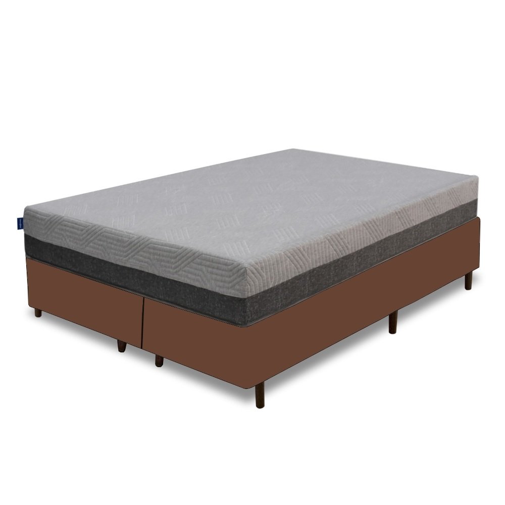 Colchão Queen Fit Visco 25 cm D28/D40 + Base Simples Corino Marrom – UMAFLEX + ALTO NÍVEL - Imagem 2