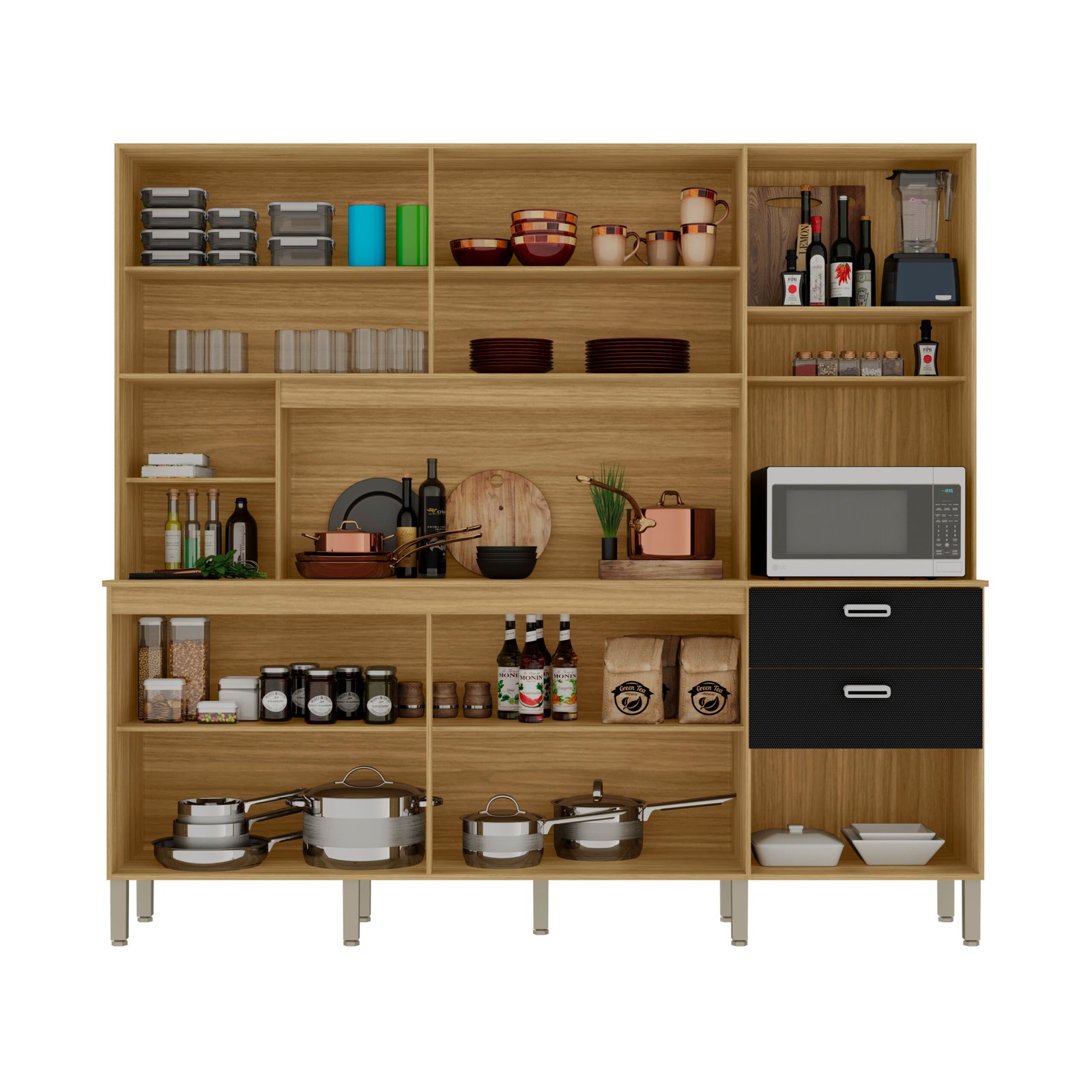 Kit Cozinha Intense 2,22 m Freijó/Nero - KIT'S PARANÁ - Imagem 3