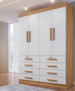 Guarda-Roupa 4 Portas Mônaco 1,60 m Cinamomo/Off White – D’DORO MÓVEIS