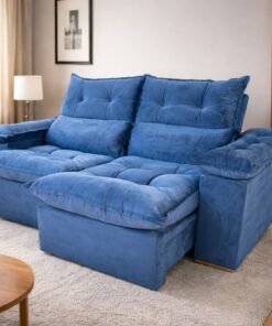 Sofá Retrátil e Reclinável Imperial 2,00 m Veludo Jolie Azul 07 - IMPERIAL DECOR