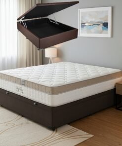 Colchão Casal King Best 28 cm D28 Molas Ensacadas + Base Baú Corino Marrom – ANJOS + ALTO NÍVEL