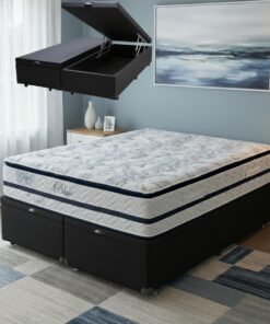 Colchão Queen Blue 32 cm H33 Molas Ensacadas + Base Baú Corino Preto – PAROPAS + BIOSTAR