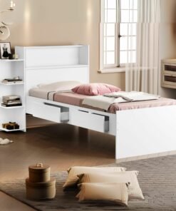 Cama Solteiro Baú Isa Branco - MADEC MÓVEIS