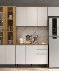 Cozinha Completa (4 Peças) Luana Cinamomo/Branco - ARAMÓVEIS