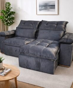 Sofá Retrátil e Reclinável Imperial 2,00 m Veludo Jolie Preto 12 - IMPERIAL DECOR
