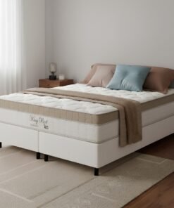 Colchão Queen King Best 28 cm D28 Molas Ensacadas + Base Simples Corino Branco – ANJOS + ALTO NÍVEL