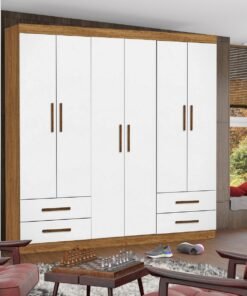 Guarda-Roupa 6 Portas Hércules (Sem espelho) 1,77 m Cinamomo/Branco - CARIOCA MÓVEIS