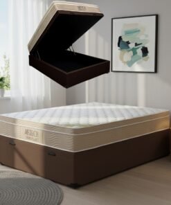 Colchão Casal Airtech Springpocket 25 cm D26 Molas Ensacadas + Base Baú Corino Marrom– ORTOBOM + BIOSTAR