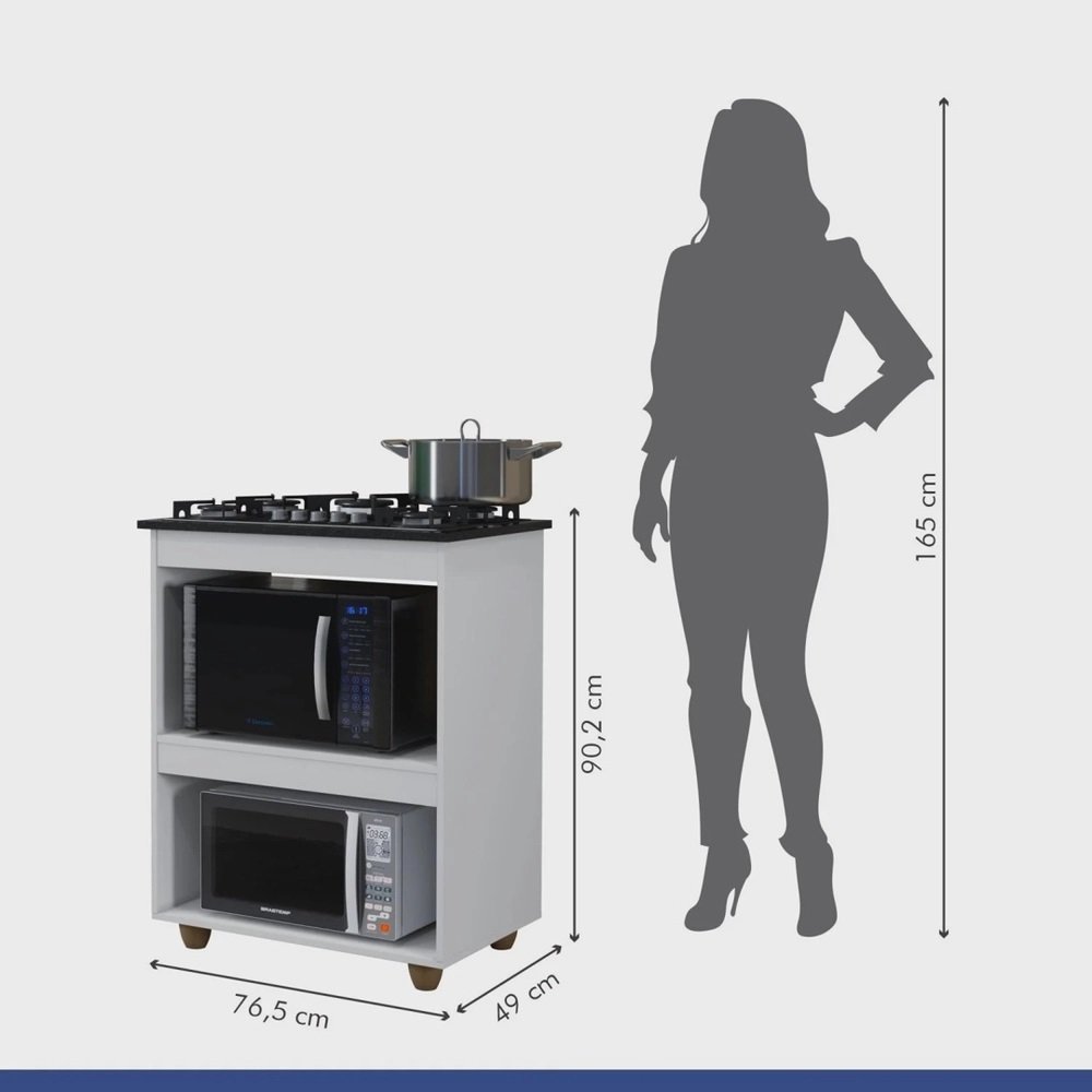 Balcão para Cooktop 4 Bocas Turim Branco - KAIKI MÓVEIS - Imagem 5