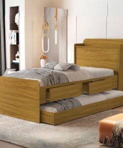Cama Solteiro Baú Tamires + Auxiliar Mili Nature - MADEC MÓVEIS