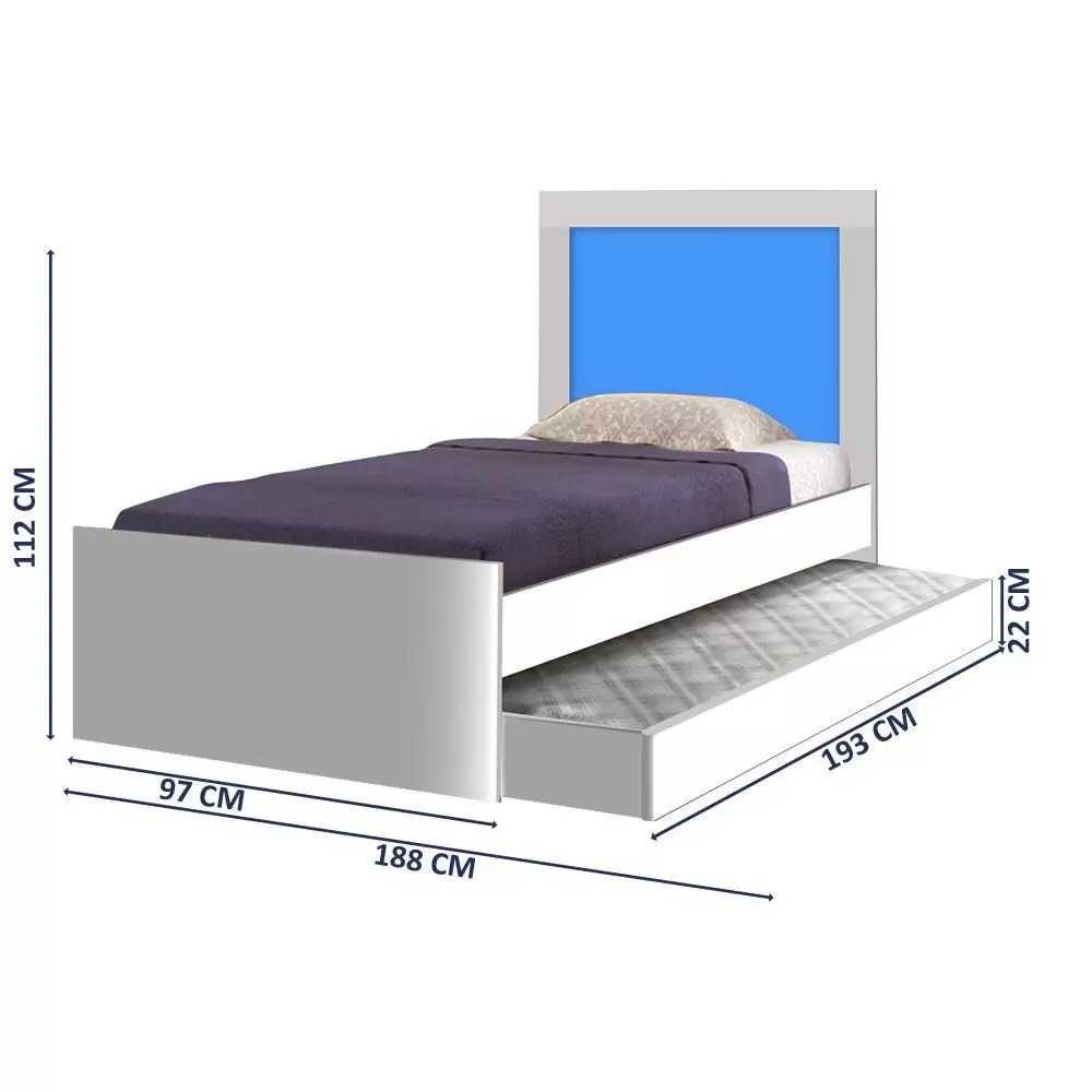 Bicama Solteiro Luara Branco/Rosa/Azul Flex - MADEC MÓVEIS - Imagem 5