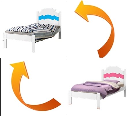 Cama Solteiro Íris Branco/Rosa/Azul - MADEC MÓVEIS - Imagem 6