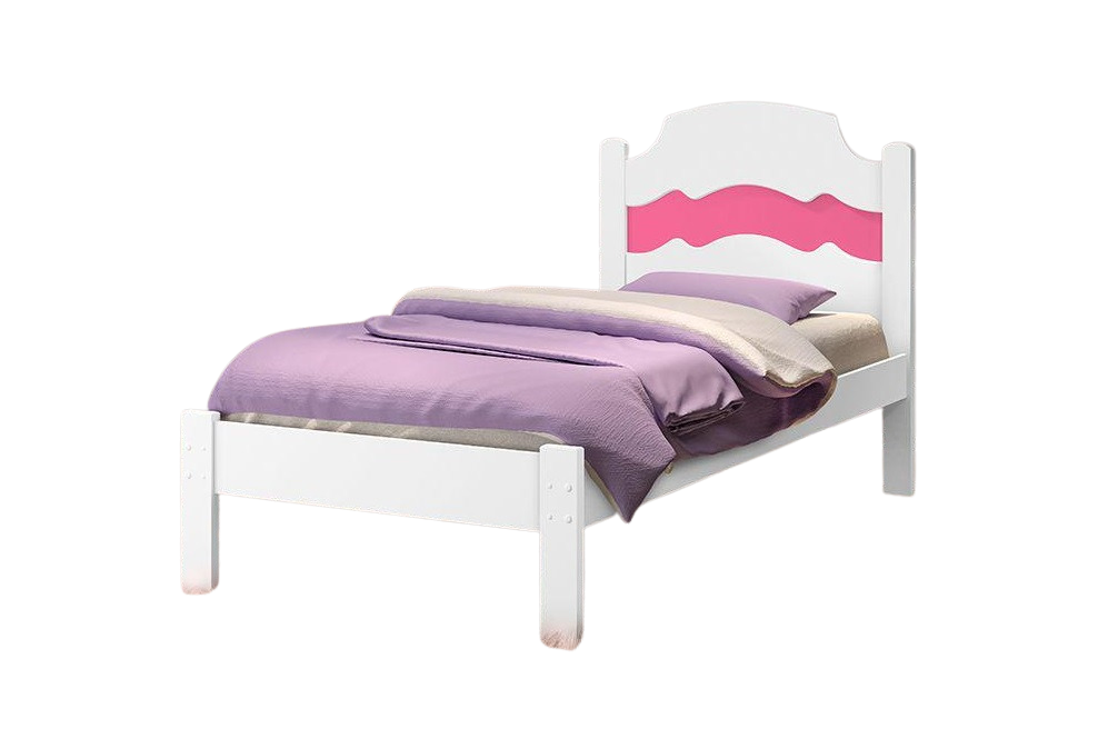 Cama Solteiro Íris Branco/Rosa/Azul - MADEC MÓVEIS - Imagem 4