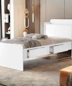 Cama Solteiro Baú Tamires Branco - MADEC MÓVEIS
