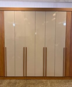 Guarda-Roupa 8 Portas Daymond  2,75 m Cinamomo/Off White/Ripado - D'DORO MÓVEIS