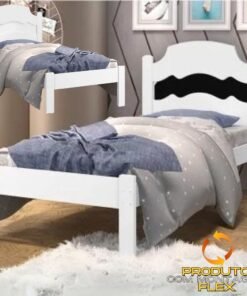 Cama Solteiro Íris Branco/Preto/Branco – MADEC MÓVEIS