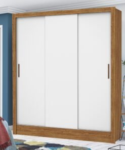 Guarda-Roupa 3 Portas Dubai/Santiago (Sem espelho) Cinamomo/Branco - CARIOCA MOVEIS