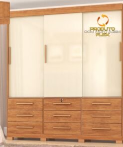 Guarda-Roupa 3 Portas Toronto RP1930 2,00 m Cinamomo/Off White/Cinamomo - FELLICCI