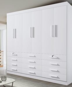 Guarda-Roupa 6 Portas Mônaco 2,40 m Branco - D'DORO MÓVEIS