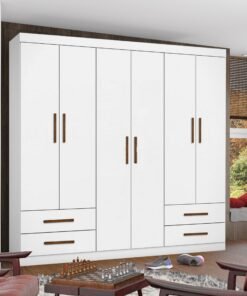 Guarda-Roupa 6 Portas Hércules (Sem espelho) 1,77 m Branco - CARIOCA MÓVEIS