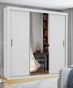 Guarda-Roupa 3 Portas Veneza/Clara/Berlim Plus (1 porta espelhada) 1,855 m Branco - CARIOCA MÓVEIS