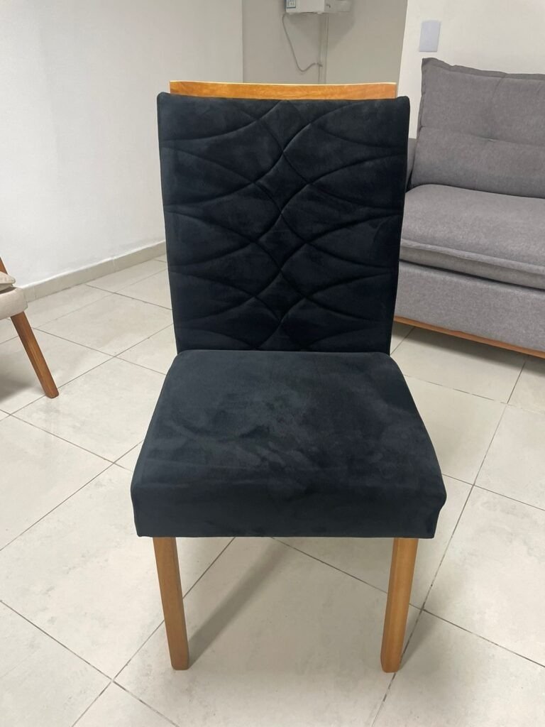 Mesa Salinas/Helô/Los Angeles 90 Cinamomo/Off White com 4 Cadeiras Safira Veludo Preto – CEL MÓVEIS + WM DECOR - Imagem 2