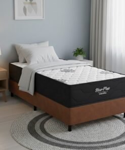 Colchão Solteiro Star Plus D26 + Base Box Simples Corino Marrom – INOVAFLEX + ALTO NÍVEL CAMAS E COLCHÕES