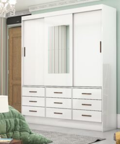 Guarda-Roupa 3 Portas Sevilha (Com espelho) 1,62 m Branco – CARIOCA MOVEIS