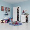Guarda-Roupa 3 Portas Lívia + Cômoda 4 Gavetas com Sapateira Lívia + Cama Juvenil Carro Homem-Aranha 14 (Menino) – MADEC MÓVEIS