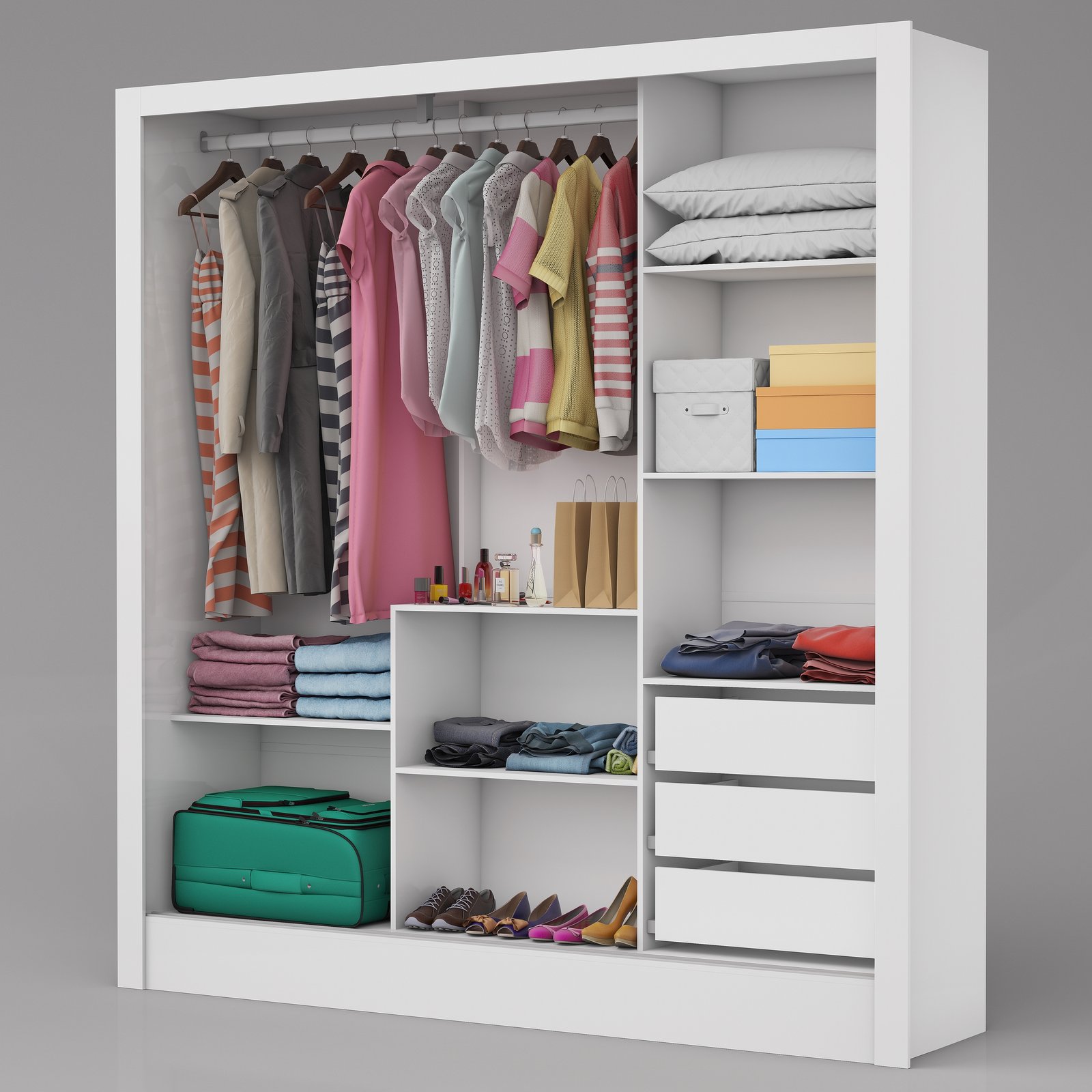 Guarda-Roupa 3 Portas Dubai/Santiago Premium (3 portas espelhadas) 1,79 m Branco - CARIOCA MÓVEIS - Imagem 2