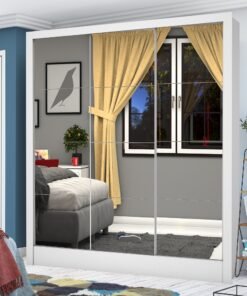 Guarda-Roupa 3 Portas Dubai/Santiago Premium (3 portas espelhadas) 1,79 m Branco - CARIOCA MÓVEIS