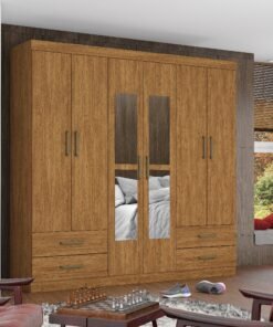 Guarda-Roupa 6 Portas Hércules(Com espelho) 1,77 m Cinamomo – CARIOCA MÓVEIS