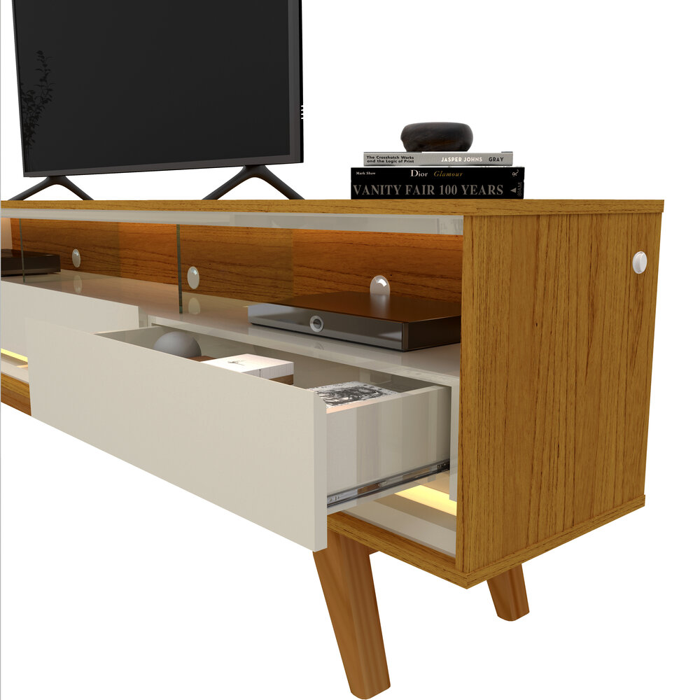 Painel até 85″ Nobre 230 Off White + Rack Requinte 212 Naturale/Off White – GELIUS - Imagem 3