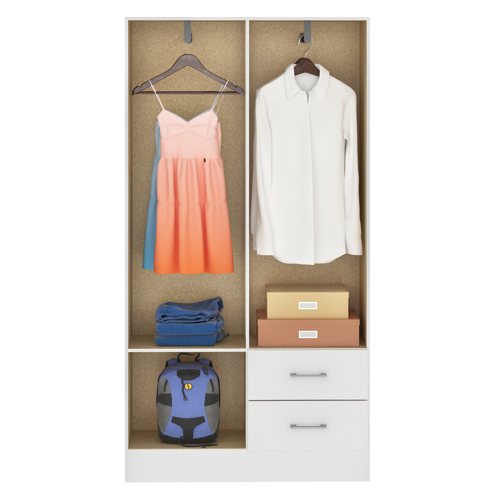 Guarda-Roupa 4 Portas Panamá 4002 + Cômoda 10 Gavetas Caribe Branco – FELLICCI - Imagem 3