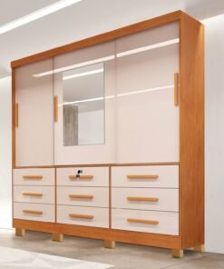 Guarda-Roupa 3 Portas(Com Pés)Athenas 1,80 m Nature/Off White – BIANCHI