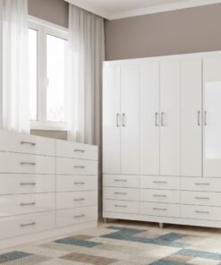 Guarda-Roupa 6 Portas Paraty 3690 + Cômoda 10 Gavetas Caribe Branco - FELLICCI