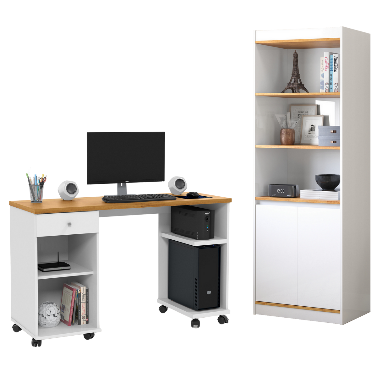 Mesa Para Computador Million + Armário Multiuso Encanto Branco/cinamomo – Patrimar - Imagem 2