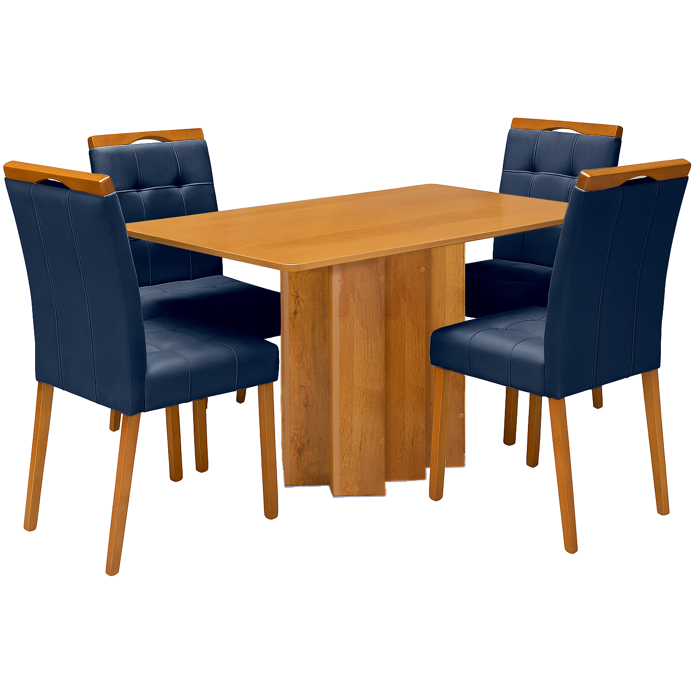 Mesa Recife 120 Cinamomo Laminado com 4 Cadeiras Sophia Veludo Azul – CEL MÓVEIS + WM DECOR - Imagem 3