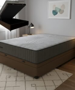 Colchão Casal Exclusive Foam HR 33 + Base Box Baú Corino Marrom – ORTOBOM + BIOSTAR